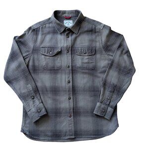 Iron & Resin Sierra Mens Plaid Flannel Button Shirt L Durable Cotton Flap Pocket